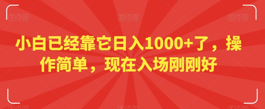 032-20240103-小白已经靠它日入1000+了，操作简单，现在入场刚刚好【揭秘】