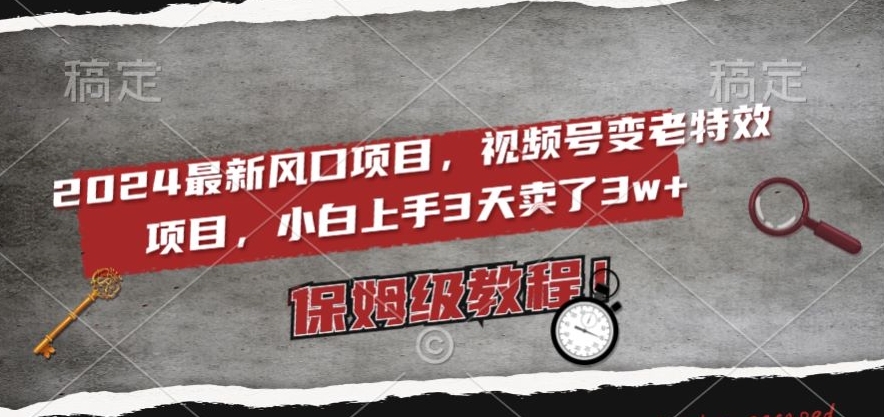 059-20240105-2024最新风口项目，视频号变老特效项目，电脑小白上手3天卖了3w+，保姆级教程【揭秘】