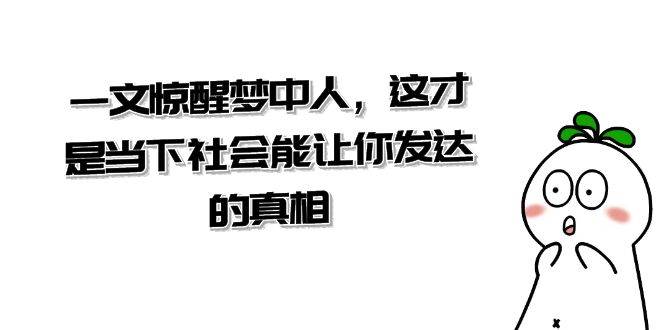 （8480期）一文惊醒梦中人，这才是当下社会 能让你发达的真相！⭐某付费文章《一文 惊醒梦中人，这才是当下社会能让你发达的真相》