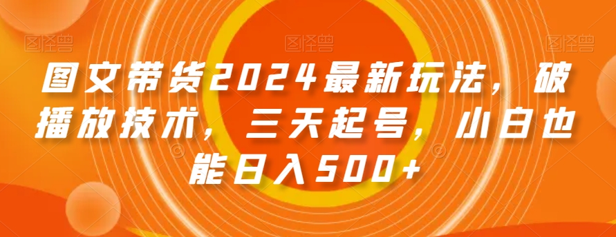 084-20240106-图文带货2024最新玩法，破播放技术，三天起号，小白也能日入500+【揭秘】