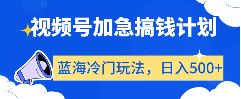 150-20240110-视频号加急搞钱计划，蓝海冷门玩法，日入500+【揭秘】