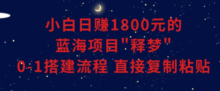 175-20240111-小白能日赚1800元的蓝海项目”释梦”0-1搭建流程可直接复制粘贴长期做【揭秘】