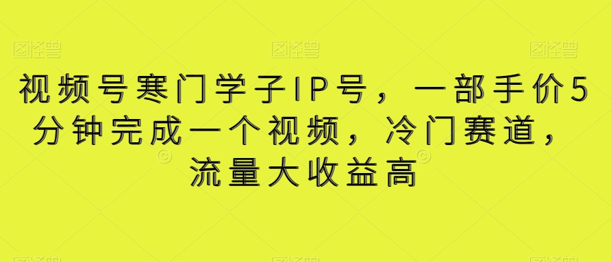 170-20240111-视频号寒门学子IP号，一部手价5分钟完成一个视频，冷门赛道，流量大收益高【揭秘】