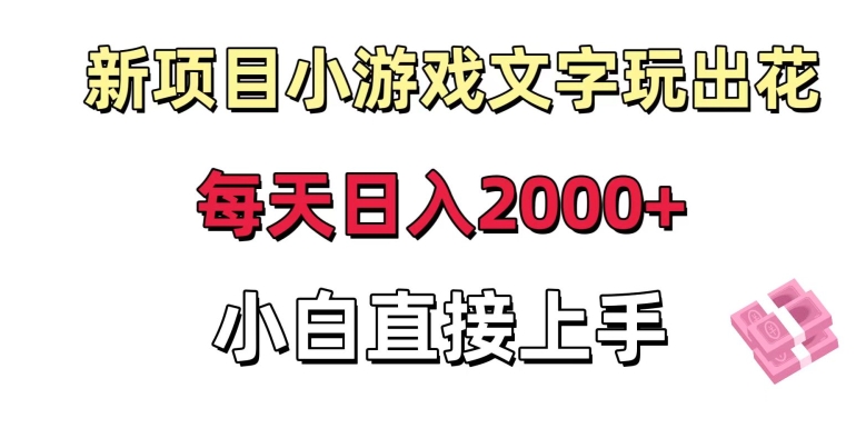 216-20240113-新项目小游戏文字玩出花日入2000+，每天只需一小时，小白直接上手【揭秘】