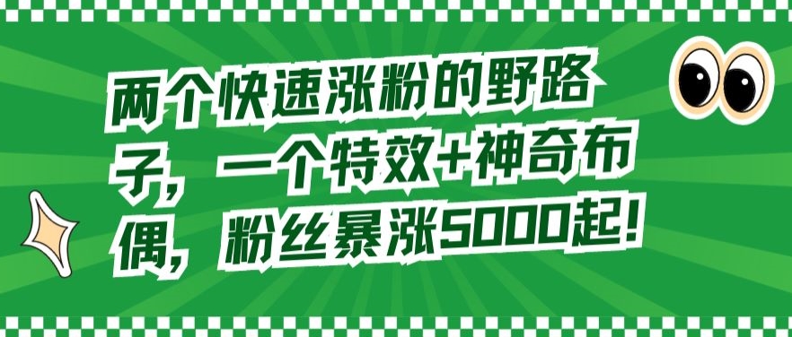 222-20240114-两个快速涨粉的野路子，一个特效+神奇布偶，粉丝暴涨5000起【揭秘】