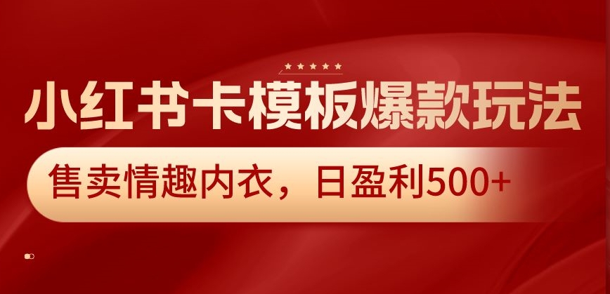 306-20240119-小红书卡模板爆款玩法，售卖情趣内衣，日盈利500+【揭秘】