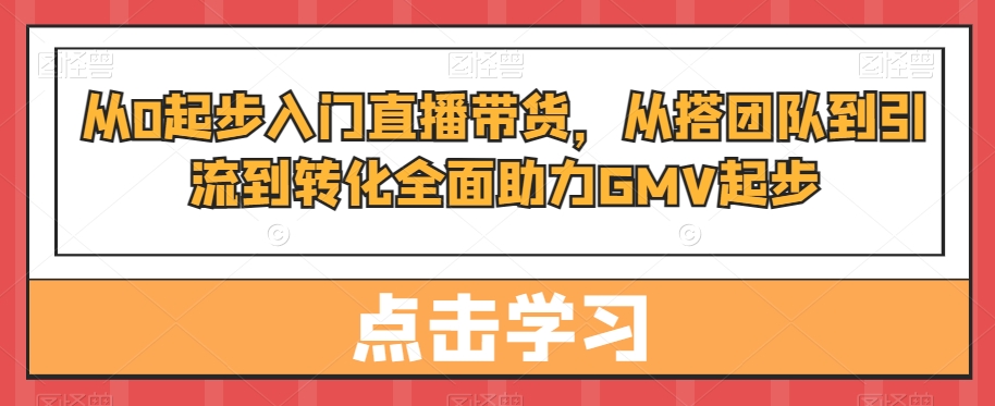 379-20240124-从0起步入门直播带货，​从搭团队到引流到转化全面助力GMV起步⭐从0起步入门直播带货，?从搭团队到引流到转化全面助力GMV起步