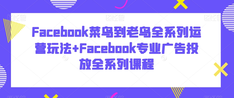 407-20240126-Facebook菜鸟到老鸟全系列运营玩法+Facebook专业广告投放全系列课程