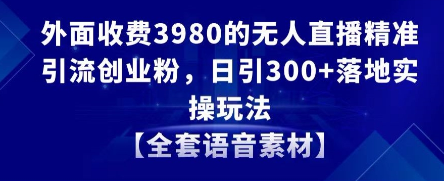 495-20240131-外面收费3980的无人直播精准引流创业粉，日引300+落地实操玩法【全套语音素材】【揭秘】