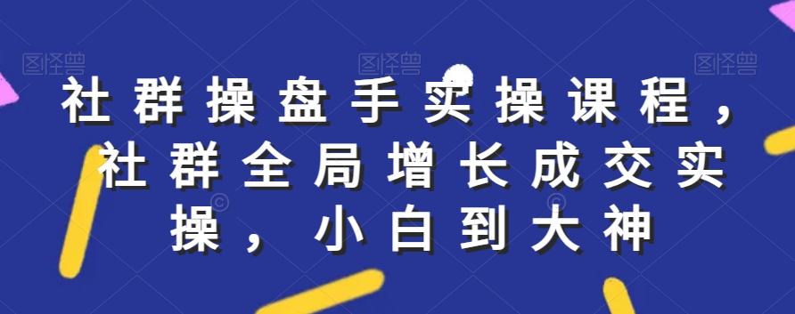 481-20240131-社群实操课程，社群全局增长成交实操，小白到大神