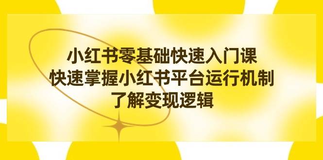 （8853期）小红书零基础快速入门课⭐小红书0基础快速入门课，快速掌握小红书平台运行机制，了解变现逻辑