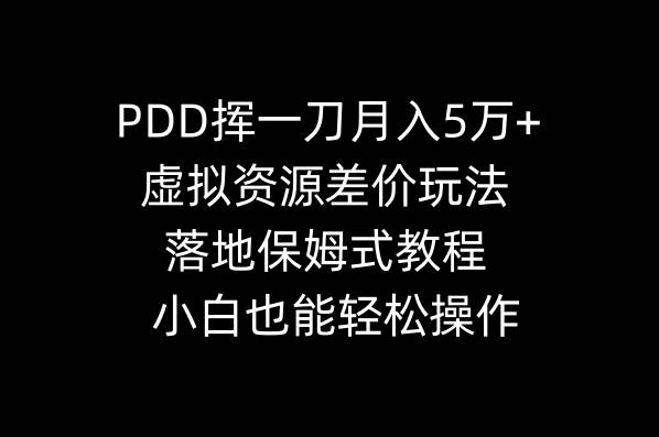 24.PDD挥一刀月入5万，虚拟资源差价玩法，有手就会，落地保姆式教程⭐PDD挥一刀一个月5万 ，虚拟资源差价玩法，落地保姆式教程，小白也能轻松操作