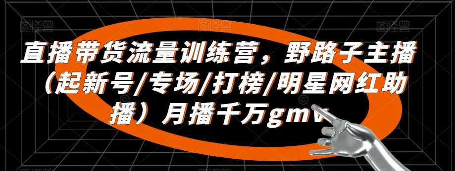 023-20240202-直播带货流量训练营，​野路子主播（起新号专场打榜明星网红助播）月播千万gmv⭐直播带货流量训练营，?野路子主播（起新号/专场/打榜/明星网红助播）月播千万gmv