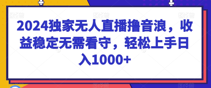 044-20240203-2024独家无人直播撸音浪，收益稳定无需看守，轻松上手日入1000+【揭秘】