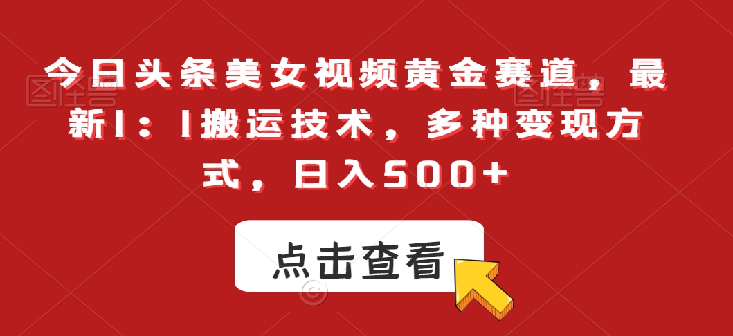 064-20240204-今日头条美女视频黄金赛道，最新1：1搬运技术，多种变现方式，日入500+【揭秘】