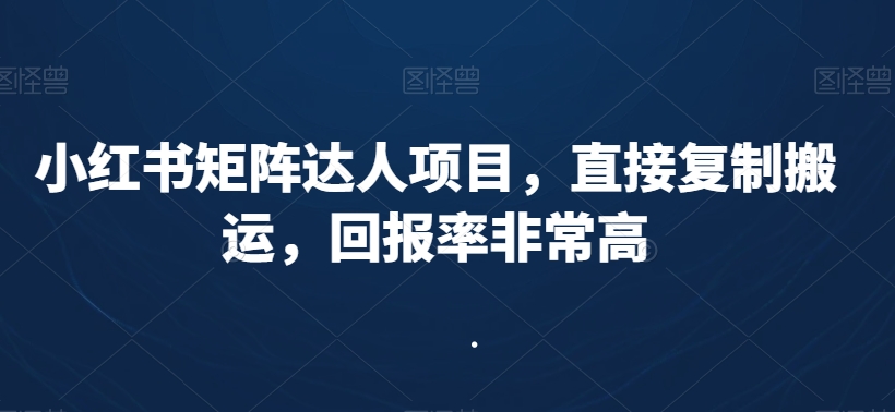 211-20240220-小红书矩阵达人项目，直接复制搬运，回报率非常高