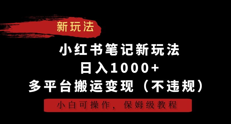 217-20240220-小红书笔记新玩法，日入1000+，多平台搬运变现（不违规），小白可操作，保姆级教程【揭秘】