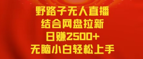 226-20240221-野路子无人直播结合网盘拉新，日赚2500+，小白无脑轻松上手【揭秘】