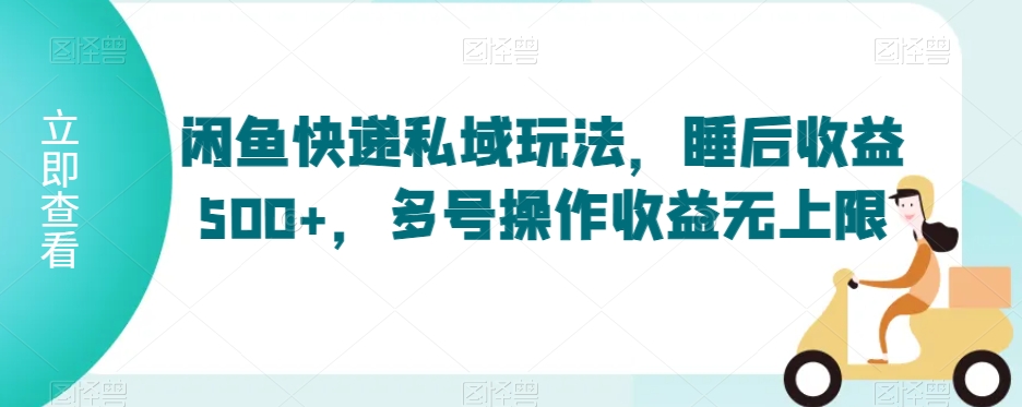 254-20240222-闲鱼快递私域玩法，睡后收益500+，多号操作收益无上限【揭秘】