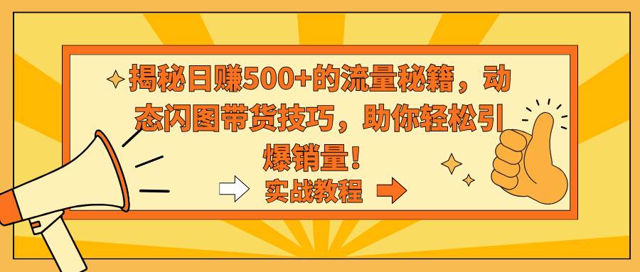 （9058期）揭秘日赚500+的流量秘籍，动态闪图带货技巧，助你轻松引爆销量！⭐揭秘一天500 的流量秘籍，动态闪图带货技巧，助你轻松引爆销量！