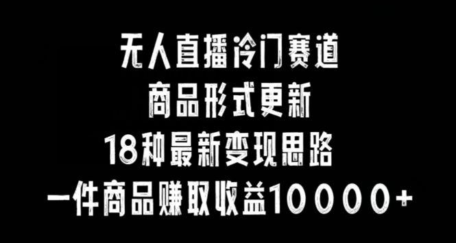 289-20240224-无人直播冷门赛道，商品形式更新，18种变现思路，一件商品赚取收益10000+【揭秘】