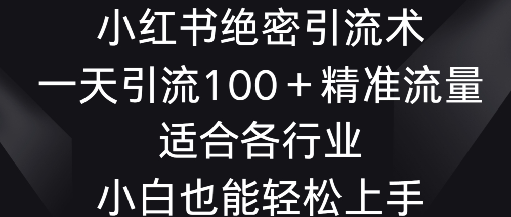 358-20240228-小红书绝密引流术，一天引流100＋精准流量，适合各个行业，小白也能轻松上手⭐小红书绝密引流术，一天引流100+精准流量，适合各个行业，小白也能轻松上手【揭秘】