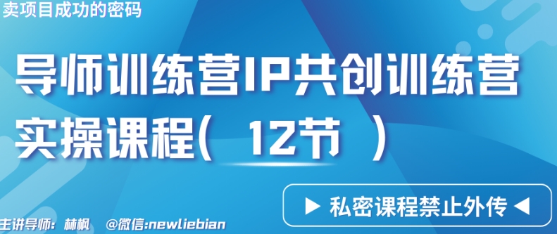 010-20240301-导师训练营3.0IP共创训练营私密实操课程（12节）-卖项目的密码成功秘诀【揭秘】