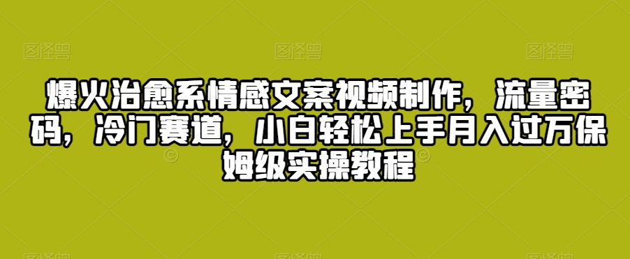 013-20240301-爆火治愈系情感文案视频制作，流量密码，冷门赛道，小白轻松上手月入过万保姆级实操教程【揭秘】