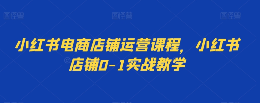 073-20240305-小红书电商店铺运营课程，小红书店铺0-1实战教学