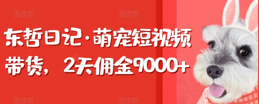 088-20240306-东哲日记·萌宠短视频带货，2天佣金9000+