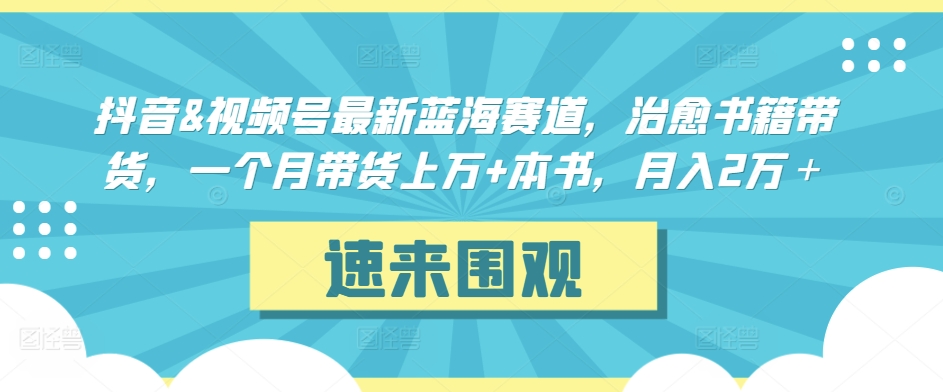 121-20240309-抖音&视频号最新蓝海赛道，治愈书籍带货，一个月带货上万+本书，月入2万＋【揭秘】