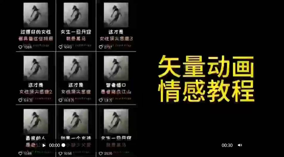 （9333期）矢量动画情感教程：高点赞涨粉，适合情感、思维、创业教育等赛道