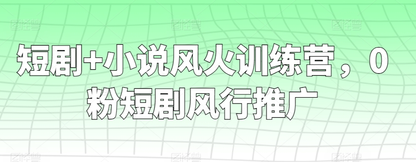 171-20240312-短剧+小说风火训练营，0粉短剧风行推广