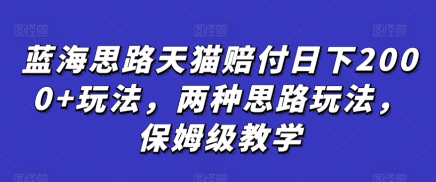 162-20240311-蓝海思路天猫赔付日下2000+玩法，两种思路玩法，保姆级教学【仅揭秘】