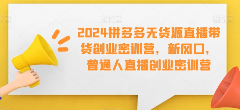 188-20240313-2024拼多多无货源直播带货创业密训营，新风口，普通人直播创业密训营