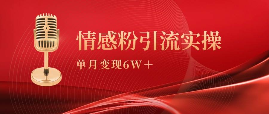 单月变现6w+，情感粉引流变现实操课⭐单月变现6w ，情感粉引流变现实操课