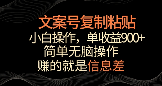 247-20240317-文案号掘金，简单复制粘贴，小白操作，单作品收益900+【揭秘】