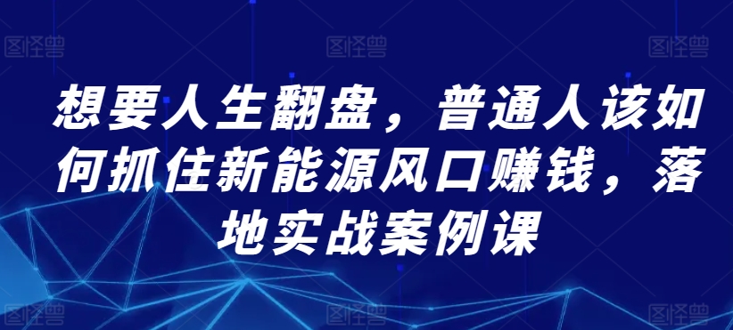 270-20240319-想要人生翻盘，普通人该如何抓住新能源风口赚钱，落地实战案例课