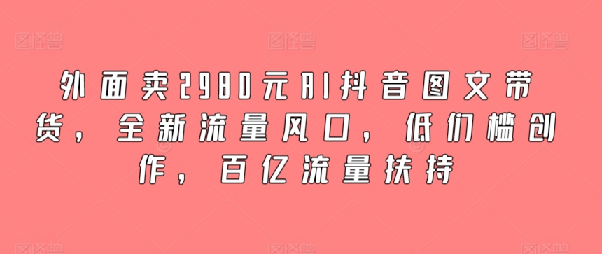 293-20240320-外面卖2980元AI抖音图文带货，全新流量风口，低们槛创作，百亿流量扶持