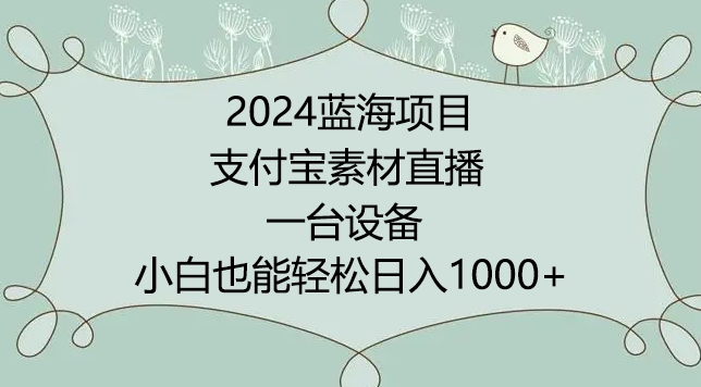 311-20240321-2024年蓝海项目，支付宝素材直播，无需出境，小白也能日入1000+ ，实操教程【揭秘】