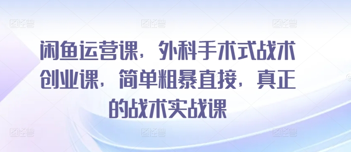 325-20240323-闲鱼运营课，外科手术式战术创业课，简单粗暴直接，真正的战术实战课