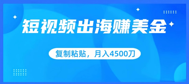 341-20240323短视频出海赚美金，复制粘贴批量操作，小白轻松掌握，月入4500美刀【揭秘】