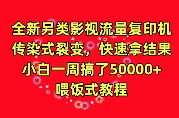 016-20240401-全新另类影视流量复印机，传染式裂变，快速拿结果，小白一周搞了50000+，喂饭式教程【揭秘】