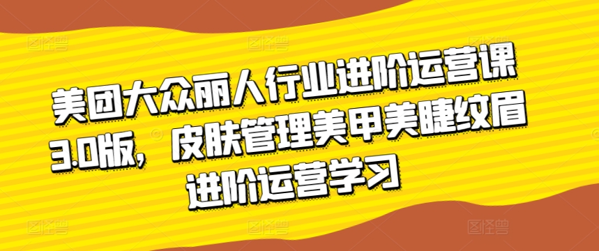 022-20240402-美团大众丽人行业进阶运营课3.0版，皮肤管理美甲美睫纹眉进阶运营学习