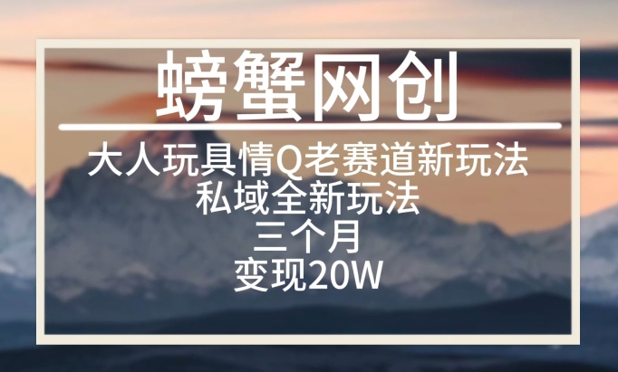 046-20240404-大人玩具情Q用品赛道私域全新玩法，三个月变现20W，老项目新思路【揭秘】