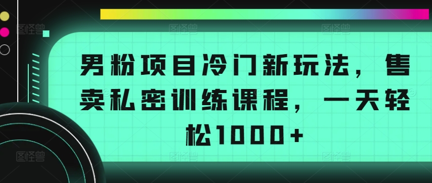 044-20240404-男粉项目冷门新玩法，售卖私密训练课程，一天轻松1000+【揭秘】