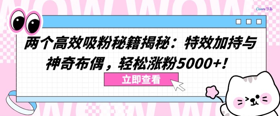 118-20240409-两个高效吸粉秘籍揭秘：特效加持与神奇布偶，轻松涨粉5000+【揭秘】