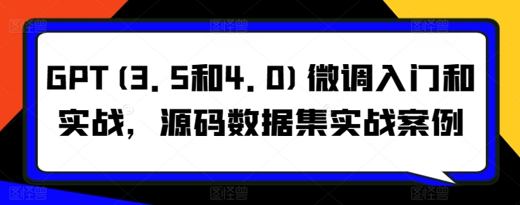 139-20240411-GPT(3.5和4.0)微调入门和实战，源码数据集实战案例