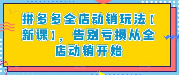 196-20240415-拼多多全店动销玩法【新课】，告别亏损从全店动销开始