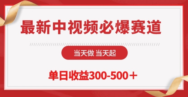 288-20240422-最新中视频必爆赛道，当天做当天起，单日收益300-500+【揭秘】